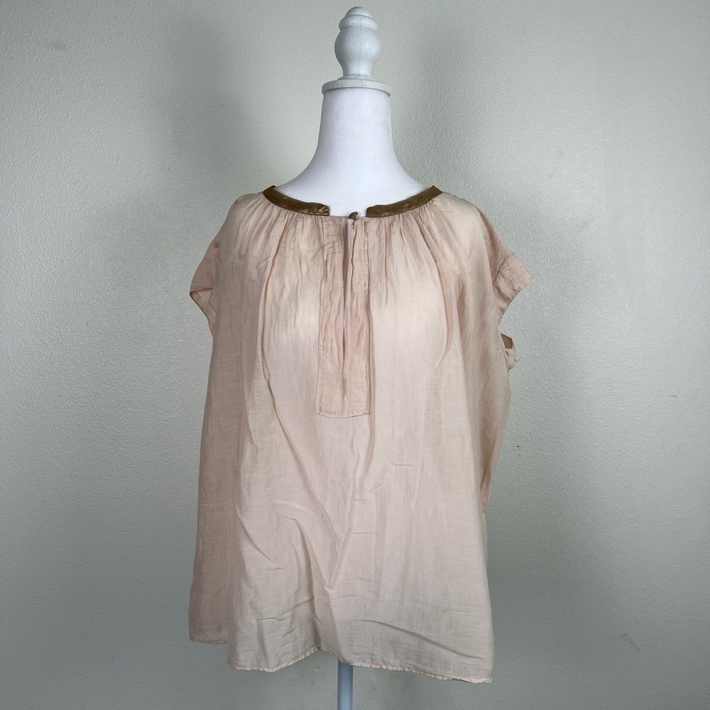 Giada Forte Blouse Womens‎ Size Small Peach Boxy Pleated Sheer Airy Coastal Luxe